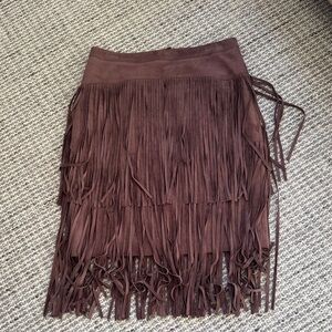 BCBG Brown Fringe Skirt